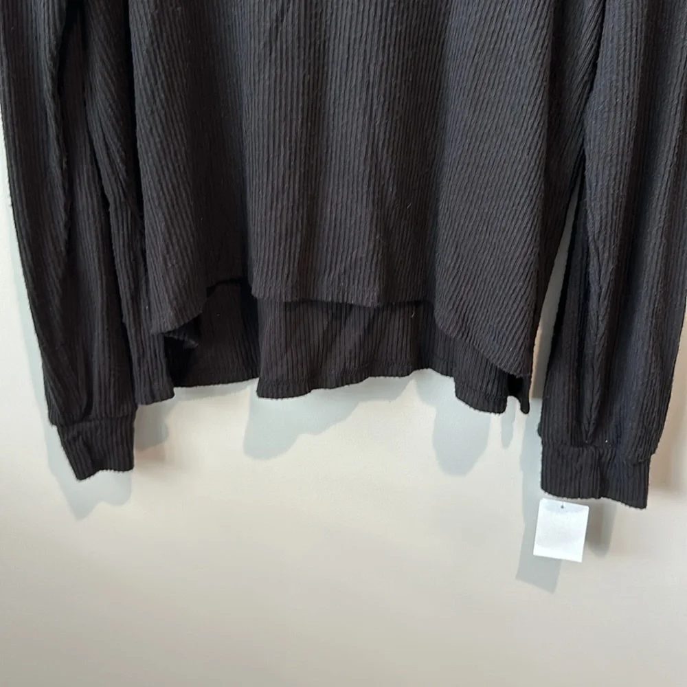 NWT PST by Project Social T Wren Small Rib Knit Soft Hoodie Top Blac Women's L - Picture 5 of 8